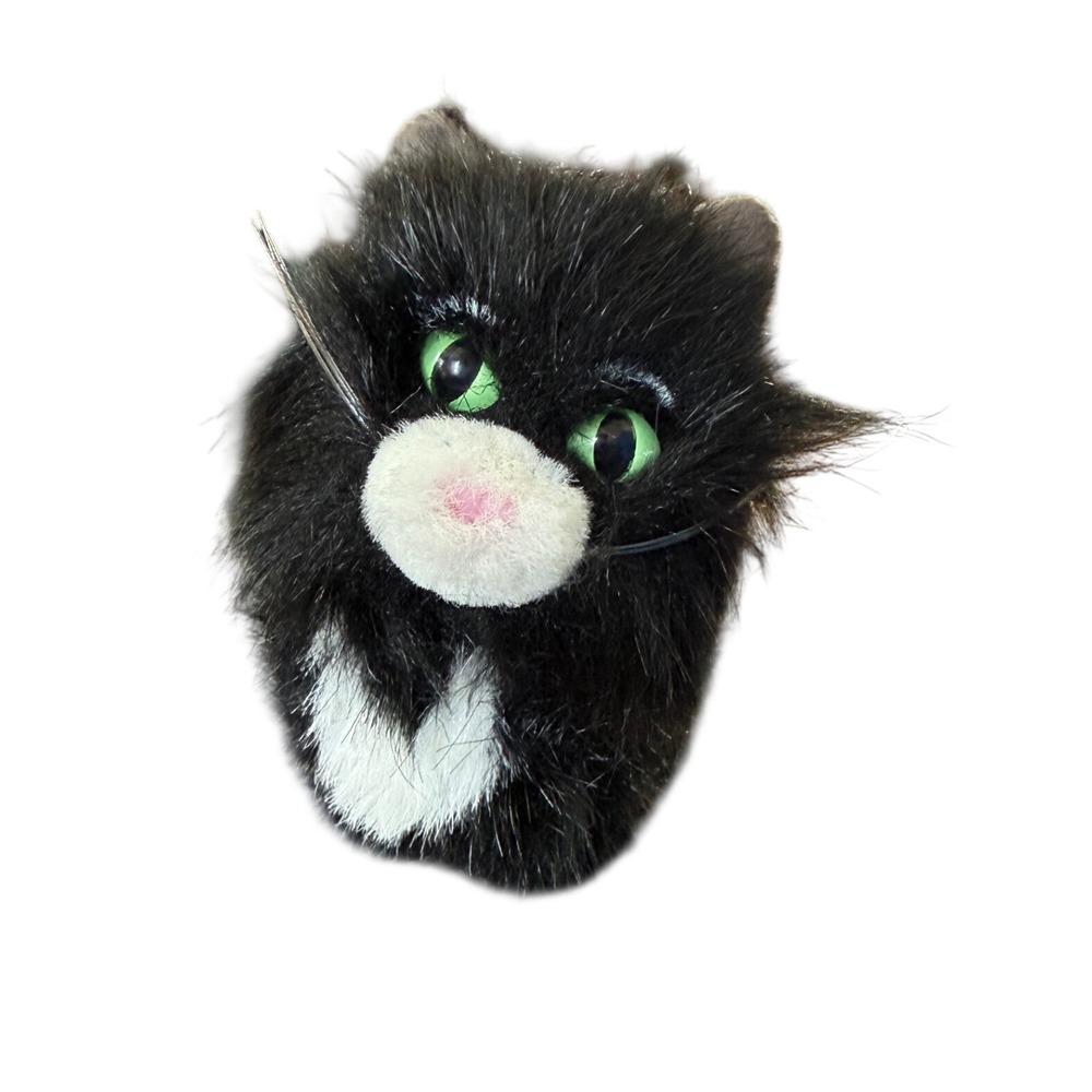 American Girl Black Tuxedo Cat Plush Green Eyes White Tipped Tail Doll Pet